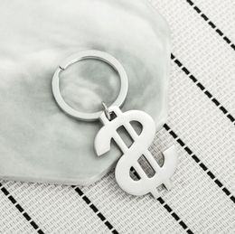 Dollar Keychain Money American US Dollar Sign Symbol Logo Silver Keyring Key Holder Chain Ring Stainless Steel