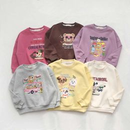 2024 Spring Girls Sweatshirts Cartoon Thirts for Kids Long Sleeve Children Pullover Boys Sports Tees Tees Clothes L2405