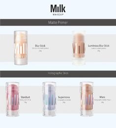 Milk Makeup Concealed Primer Holographic Stick Highlighters Glow Sticker 28G Full Size Luminous Blur Sticks Matte Primed Foundatio9599660