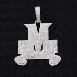 M Letter Iced Out S Sier VVS D Moissanite Charms Custom Fine Jewelry Diamond Pendant