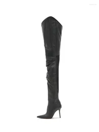 Boots Overknee Stiefel Thigh High Patchwork Winter Sexy Pointed Toe Stiletto Heel Women Custom Made Shoes