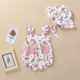 Clothing Sets Summer Infant Toddler Baby Romper With Hat Cap Girl Clothes Set Thin Floral Printed Bodysuits Jumpsuit