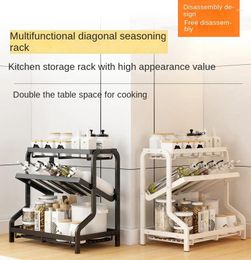 Kitchen Storage Multifunctional Spice Rack Organiser Three Layers Tray For Seasonings And Spices Jar Cans Box