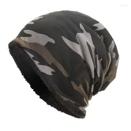 Cycling Caps Men Women Winter Warm Cotton Baggy Beanie Hat Camouflage Print Thick Faux Fleece Lining Cold Weather Snow Ski Skull Capr