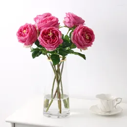Decorative Flowers 1PC Artificial Flower Roses Bouquet Eucalyptus White Peony Fake Wedding Table Decoration Party Vases Room Home Decor