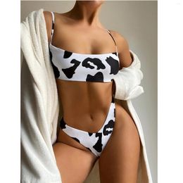 Women's Swimwear Sexy Women Push Up Padded Bra Bandage Bikini Set Cow Print Swimsuit Seamless Bathing Suit Female Clothing For Beach