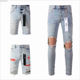 Purple Mens Jeans Designer High Quality Fashion Men Cool Style Luxury Pant Distressed Ripped Biker Black Blue Jean Slim Fit Motorcycle OY85