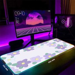 Mouse Pads Wrist Rests Painting Large RGB Mouse Pad Gaming Mousepad LED Mouse Mat Gamer Mousepads PC Desk Pads RGB Keyboard Mats XXL 35.4x15.7in J240510