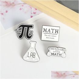 Pins, Brooches Cute Vintage Math Lab Letter Pin For Women Fashion Dress Coat Shirt Demin Metal Funny Brooch Pins Badges Backpack Gift Dhjia