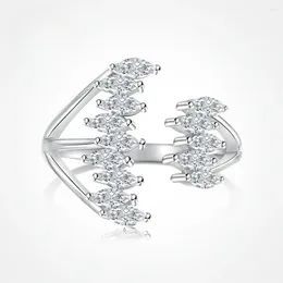 Cluster Rings 2024 S925 Sterling Silver Women's Open Ring Light Luxury Boat Anchor Shape Zircon Inlaid Sexy Wedding Jewellery