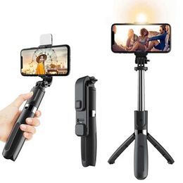 Selfie Monopods Portable wireless selfie stick tripod with Bluetooth light expandable tripod suitable for mobile phones Tiktok live streamingB240515