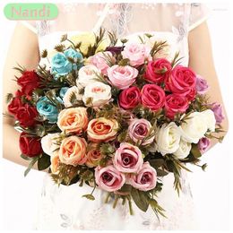 Decorative Flowers Vintage Style Faux Silk High Quality Rose Artificial Gifts For Wedding Decor Home