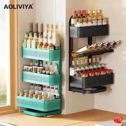 Kitchen Storage SH AOLIVIYA Detachable Rack Seasoning Bottle Table Top Adjustment Multi-layer Wall Hanging Free Installatio