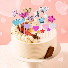 Festive Supplies 100pcs Happy Birthday Cake Topper Rose Gold Silver Star Balloon For Adult Kids Party Dessert DIY Decorations