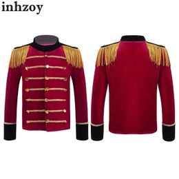 Dancewear Childrens Boy Drum and Trumpet Team Honorary Guard Uniform Tassel Gold Circus Ring Velvet Jackets Halloween Performance CostumeL2405