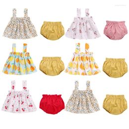 Clothing Sets Summer Thin Born Baby Clothes Set For Girls Floral Print Mini Sleeveless Dress PP Shorts Cotton 2Pcs Infant Outfits