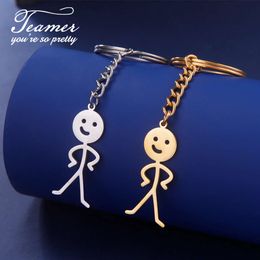 Funny Handsome Akimbo Stickman Keychain Trend School Bag Car Key Pendant Keyring Trinket Birthday Gift Wholesale