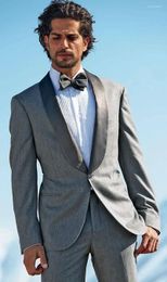 Men's Suits Winter Grey Tweed Men Suit Casual Wedding For Custom Slim Fit 2 Piece Groom Tuxedo Prom Blazer Sets Terno Masculino