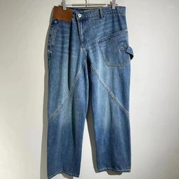 Jeans maschile 2024ss jw vintage patchwork y2k pantaloni versatilità casual versatilità per uomini pantaloni da streetwear abbigliamento abbigliamento high street