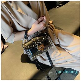 Designer -Bag Crossbody Girls 2024 Korean Messenger Ladies Fashion Transparent Jelly Women Chains Rivet Small Square Hand PU