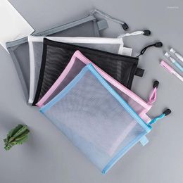 Storage Bags Transparent Mesh Zipper Pouch A4 Waterproof Durable Pencil Case School Office Supplies File