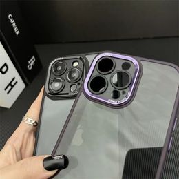 2024 New Phone Case Free Shipping Metal Lens Protection Silicone Transparent Minimum List Phone 15/14/13/12