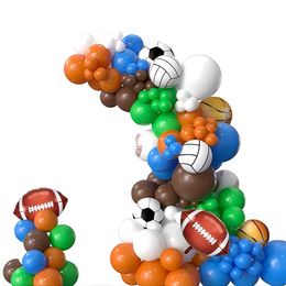 Party Balloons Sports birthday party decoration balloon wreath arch - 131pcs football volleyball basketball theme birthday party supplies