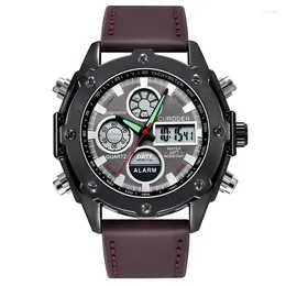 Wristwatches Men Unique Original CURDDEN Brand Chronograph Watches Fashion Leather Band Dual Time Army Multi-function Sports Vintage Watch