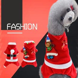 Dog Apparel Pet Clothes Classic Santa Claus Warm Small And Medium-sized Sweater Cute Christmas Cotton Coat