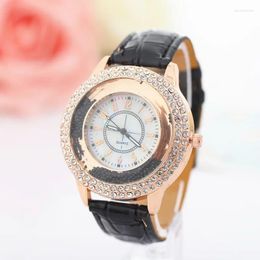 Wristwatches Double Rows Of Diamonds Colourful Watch Fashion Leather Strap Quartz Ladies Luxury 2024 Female Clock Relogio Mujer