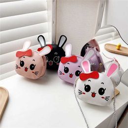 Backpacks New Childrens Shoulder Bag PU Leather Cartoon Girl Princess Handbag Cute Rabbit Travel Baby Mini Coin Wallet Messenger Bag d240516