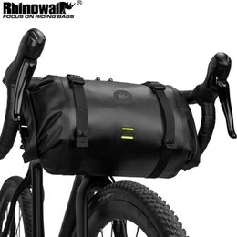 Rhinowalk Bicycle Bag Waterproof Front Reflectice Tube Bike Bag MTB Large Capacity Handlebar Bag Front Frame Trunk Pannier 240516