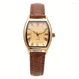 Wristwatches Vintage Pointer Quartz Watch Minimalist Roman Numeral Dial Wristwatch With Leather Watchband For Women Men Relogios Feminino