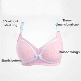 M8J1 Maternity Intimates Cotton Care Bra Summer Breathable Breast Enhancement Womens Pregnant Plus Large Size Easy to Enter No Wires d240517