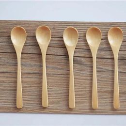 Spoons Kitchen Bar Tool Long Handled Round Head Wooden Household Spoon For Desserts Drinking Soup And Coffee Apply Reusable Cutlery
