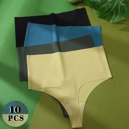 Women's Panties 10PCS Sexy Thong High-waist Female Set Skin-Friendly Underwear Kit With 10 Pieces Soft Thongs For Women Lot