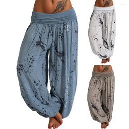 Women's Pants Wide-leg Women Retro Sport Yoga Harem For Loose Crotch Low Waist Trousers With Digital Print Long Pleated