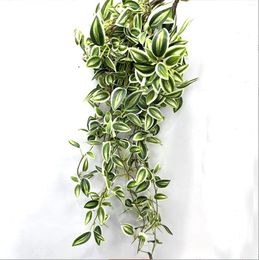 Decorative Flowers 75cm/29.52in Artificial Rattan Leaves Hanging Plant Silk Green Bamboo Wrap Garden Wedding Decoration