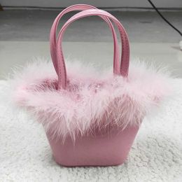 Backpacks Baby girl pink fur handbag for outdoor portable wholesale childrens bags d240516