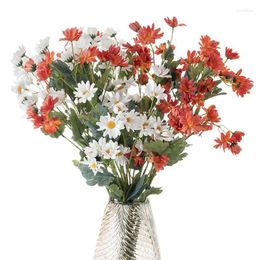 Decorative Flowers 73.5cm White Artificial Daisy Bride Bouquet Sunflower Silk Fake Flower For Home Wedding Decoration Accessories
