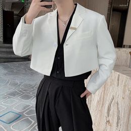 Men's Suits Slim Blazers Fashion Korean Style Luxury Short Suit Coat Solid Color Versatile Jacket 2024 Autumn Clothing 9C2536