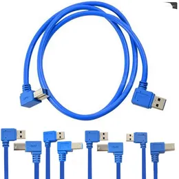 Computer Cables 3Ft USB 3.0 A Male Plug 90 Degree Right Angle To B Cable