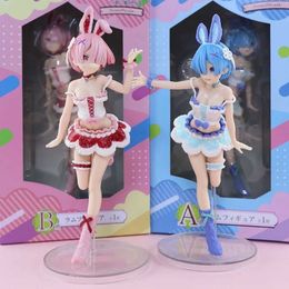 Action Toy Figures 21CM Twin sisters Anime Figure Rem Cute Figures Figurine Collectible Dolls Toys decoration box-packed Christmas present Y240516