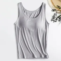 Camisoles & Tanks Solid Color Vest Women Slim-fit Tank Top Breathable Slim Fit Tops For O-neck Padded Racerback Sports Camisole