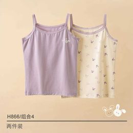 Vest Girls Summer New Baby Tank Top A Pure Cotton 2-Piece Combination Sydkoreas version Underwear Topl240502