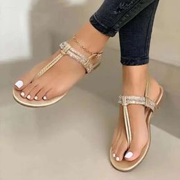 Shoes for Women 2024 Sandals s High Quality Summer Women's Sequins Low-heeled One Word Buckle Thong Casual Sandal Shoe ' Sequin Caual 286 d b1e2
