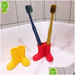 Toothbrush Holders New Mini Rain Boots Holder 45Mm Tooth Brush Stand Rack Elastic Bathroom Storage Tool Bracket Drop Delivery Home Gar Dh8H4