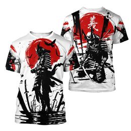 Men's T-Shirts Summer Vintage Japanese Samurai T Shirt Men Cotton Casual Short Slve Tops O-Neck Oversized Mens Clothing Punk Strtwear 6xl T240515