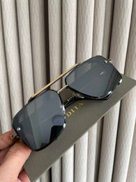 Outdoor Eyewear 2024 Glasses Men Sunglasses High end Dita high-end titanium metal plated 18K gold hollow windproof edge silver dual color sunglasses