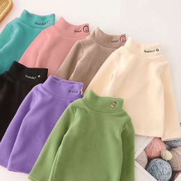 Children T Shirts Winter Thicken Tops for Kids Long Sleeve Boys Girls Underwear Fleece Teenager Pullovers Baby Tees Clothing L2405